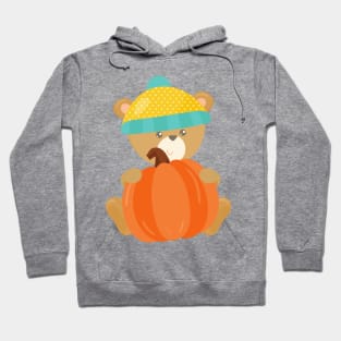 Autumn Bear, Cute Bear, Bear With Hat, Pumpkin Hoodie